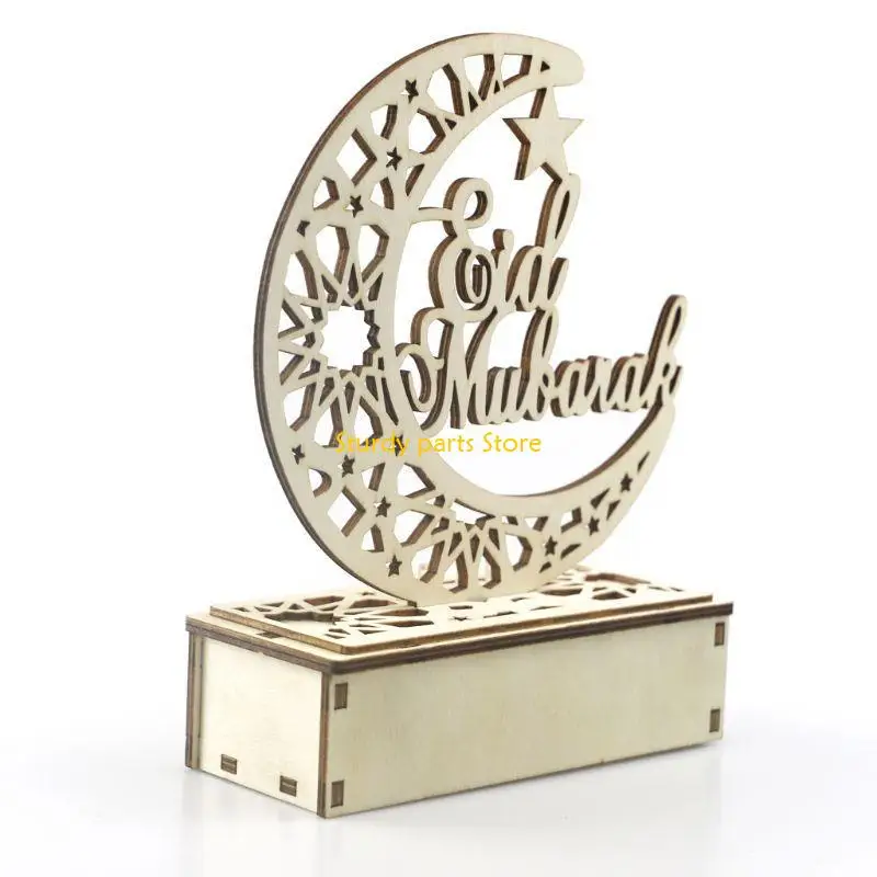 97QC Ramadan Eid Mubarak Trang trí nhà mặt trăng LED Ánh sáng trang trí bằng gỗ DIY Hồi giáo Đảng Hồi giáo Nguồn cung cấp