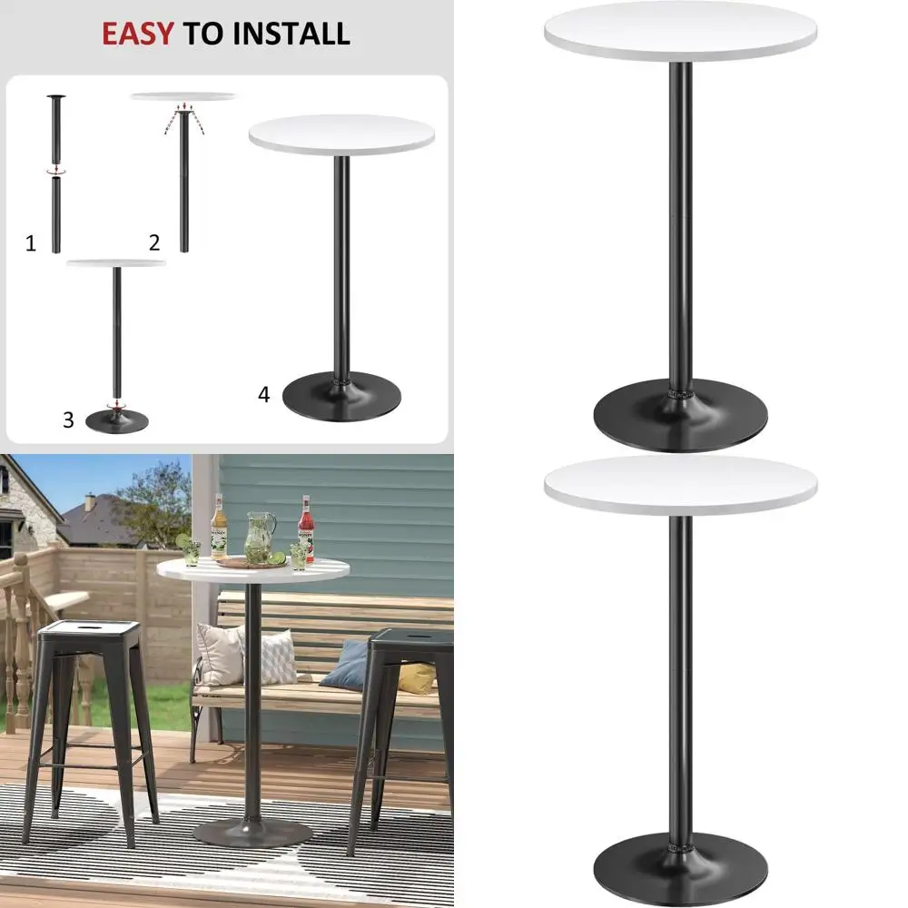 

Круглый барный стол с металлическим основанием, высота 40,6 дюйма, для домашнего бара, столовой, гостиной, свадеб