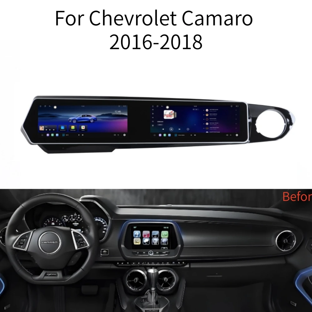 LCD Android Dual Screen For Chevrolet Camaro 2016-2018 GPS Car Digital Cluster Virtual Dashboard Co Pilot Panel CarPlay