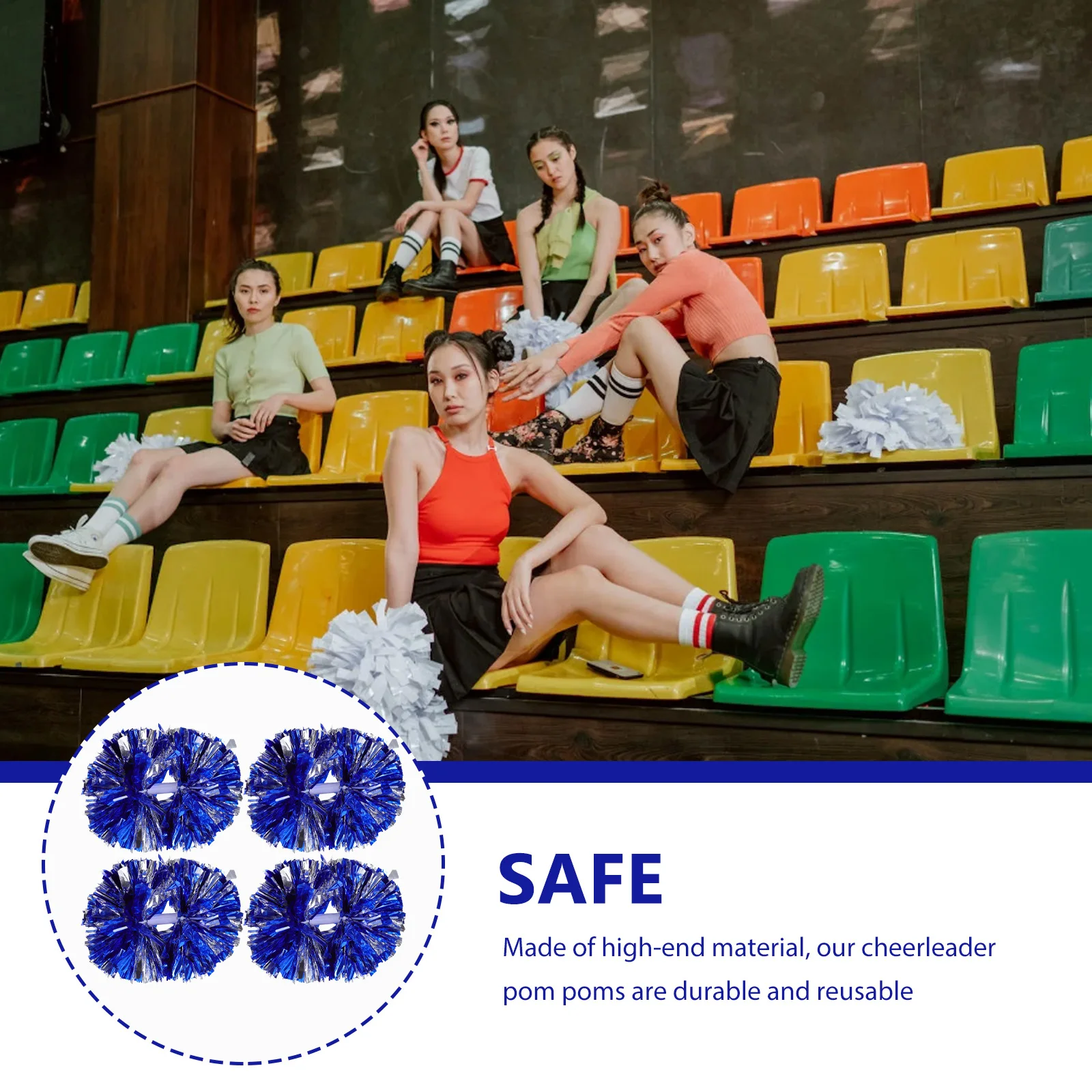 

4 шт., помпоны для черлидинга, высокое качество, прочные, многоразовые, яркие цвета для спортивных мероприятий, танцевальных соревнований, аудиосвязи, веселья