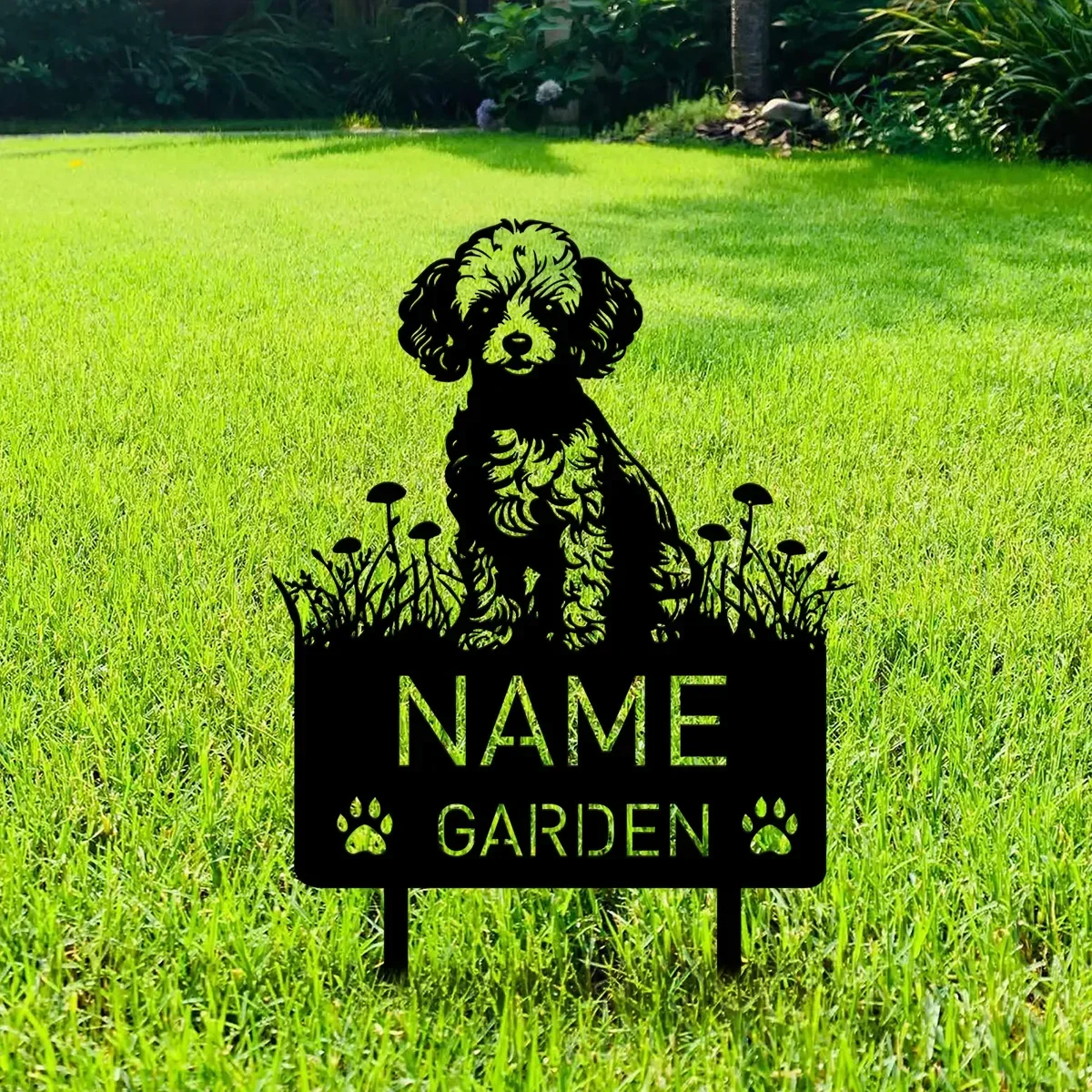 

Remember Furry Friends: This Custom Poodle Memorial Stake with Name Sign Is Perfect for Gardens. Offer Comfort in Dog Loss.