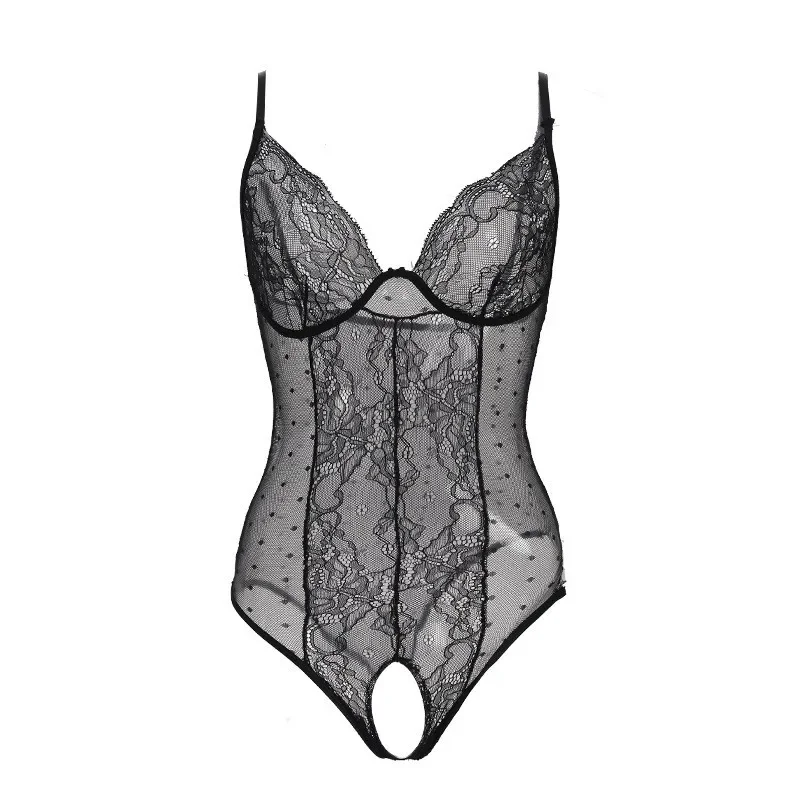 الملابس الداخلية المثيرة الدانتيل مرقط شبكة رقيقة مفتوحة قطع تصميم متكامل بيبي دول مثير امرأة قباقيب البيكينيات مجموعات ثونغ ثونغ الجنس الزي