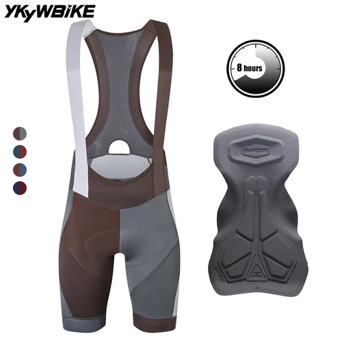 Imagen 2 del producto YKYWBIKE, pantalones cortos con pechera de ciclismo para hombre de 8 horas, pantalones con pechera acolchados de verano para bicicleta de carretera, pantalones cortos para bicicleta, ropa para bicicleta con pechera