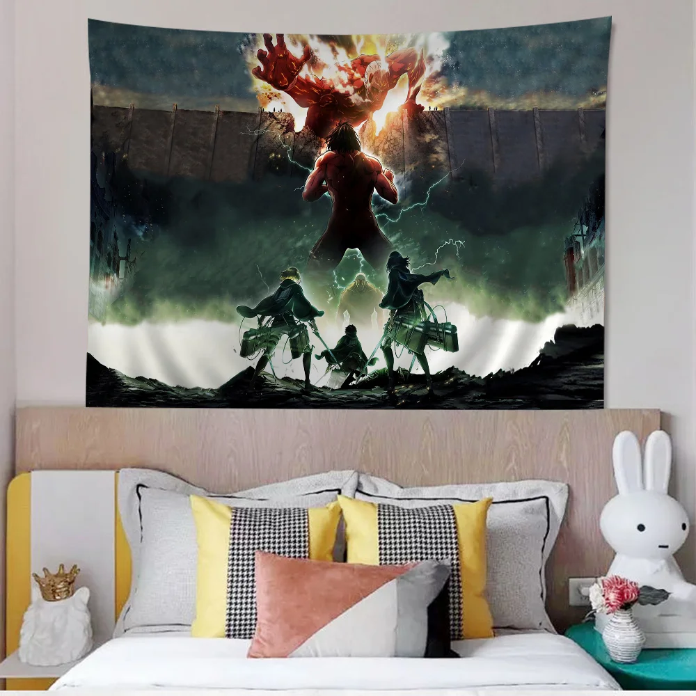 Anime Attacks on T-Titan Colorful Tapestry Wall Hanging Bohemian Wall Tapestries Mandala Wall Art Decor