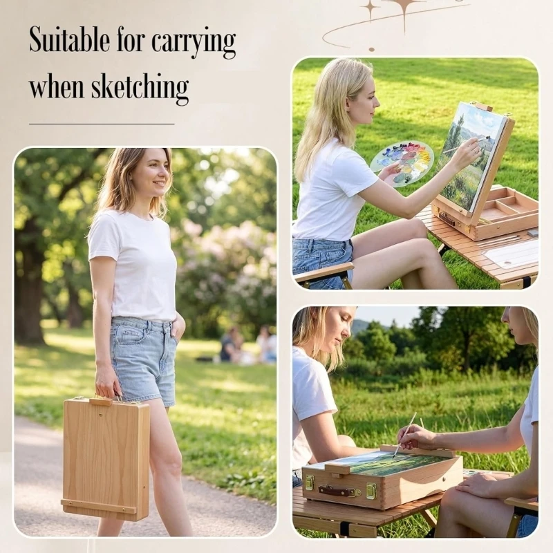 Wooden Desktop for Painting and Sketch Work, Desk Art Stand for Dorm Desk Display Use, Student Drawing, and Indoor F19E