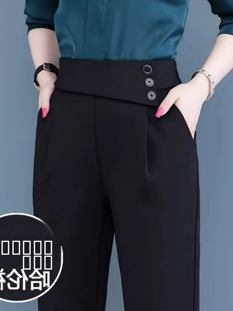 

Летние новые брюки-карго с высокой талией, стройнящие, повседневные, женские, в корейском стиле, свободные, деловые брюки