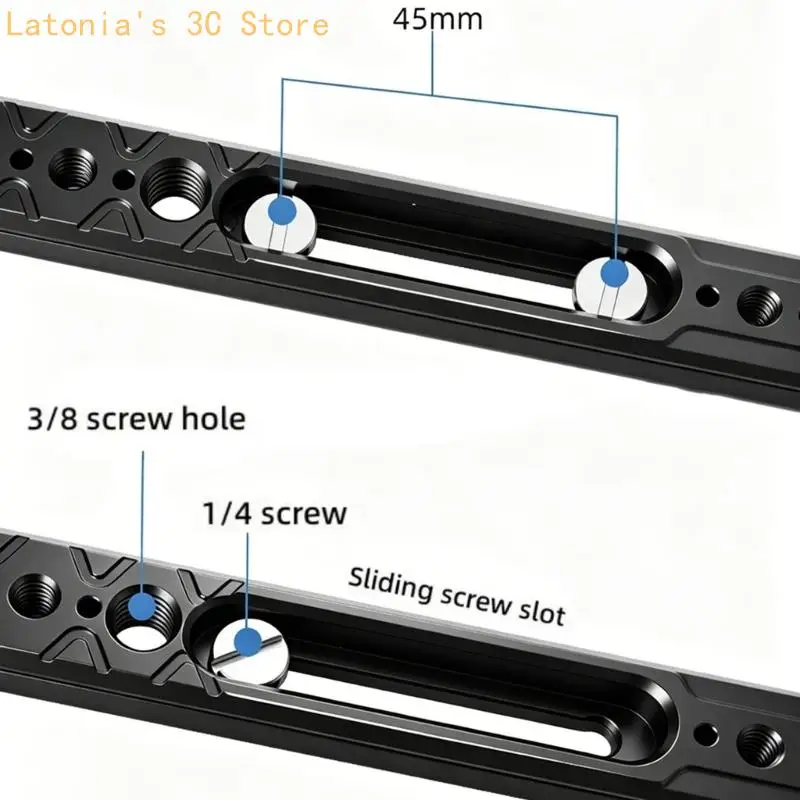 Professionelle verschiebbare Stangenhalterung für Kamera-Rig 1/4 Zoll 3/8 Zoll Gewindelöcher Knöpfe X3UB – Detail 7