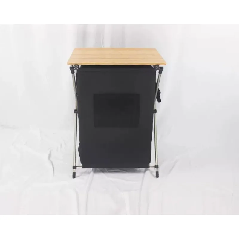 Foldable Camping Kitchen Table, Double-layer Portable Outdoor Console, Picnic Self-driving Camping Cooking Equipment