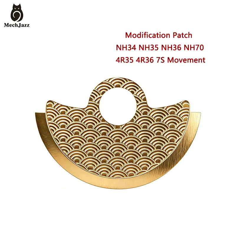 MechJazz Sea Wave Pattern Rotor Mod Patch Fit NH34 NH35 NH36 Movement Automatic Watch Oscillating Weight Modification Parts