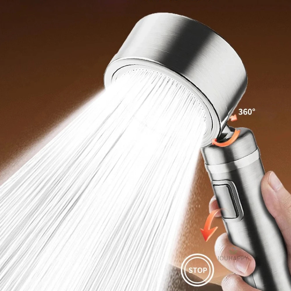 

Rainfall Shower Head with Filter Handheld High Pressure Shower Head with One-click Stop Water Saving Spray Bathroom Accessories