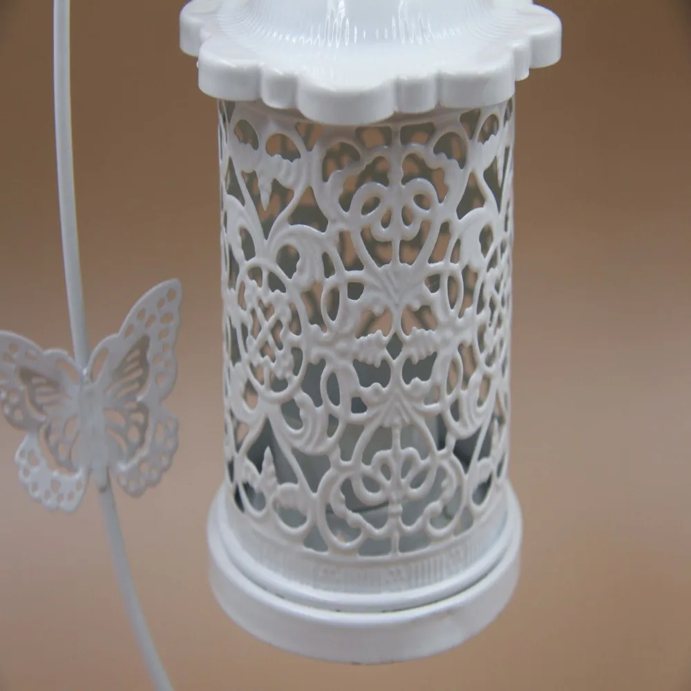 Iron White Hollow Birdcage Lantern white 5.31x9.25 in Hanging Birdcage Decor Lamp Dual Use Hang/Stand Tabletop Birdcage Ornament