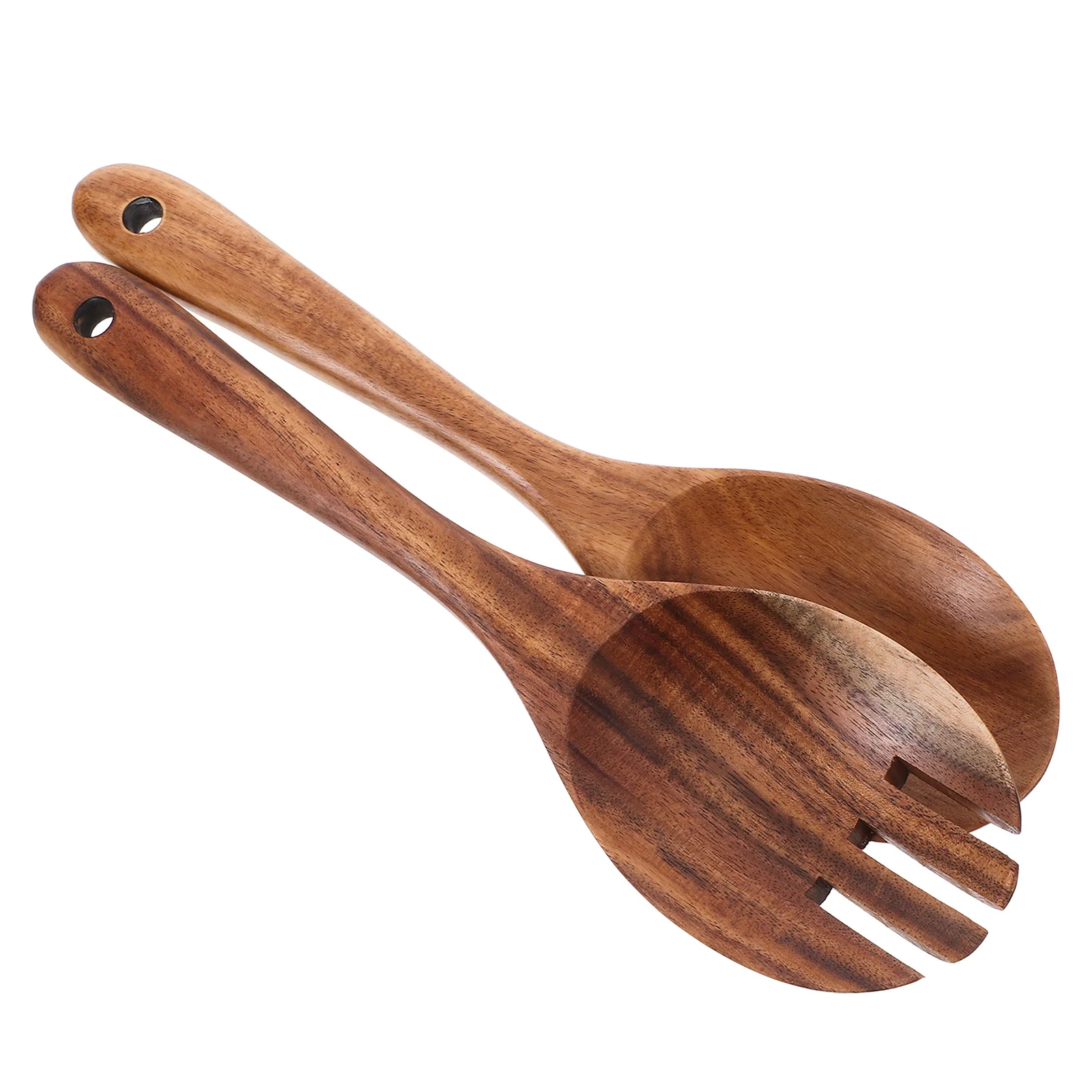 

1Set Wooden Salad Fork Spoon Servers Long Handle Mixing Serving Tossing Salad Kitchen Utensils Wooden Spoons Wood Spoons