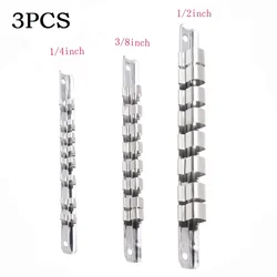 Socket Rack Holder 1/4 3/8 1/2inch With 8 Clips On Rail Tool Socket Wrench Organizer Tools Packaging For Socket Tools Organizer