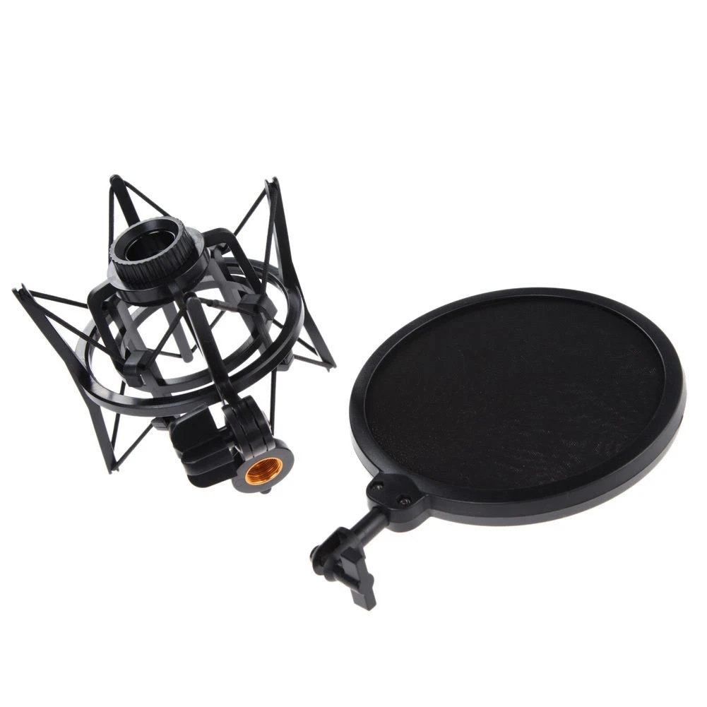 

B63B-2X Professional Microphone Mic Shock Mount With Shield Articulating Head Holder Stand Bracket For Studio Broadcast
