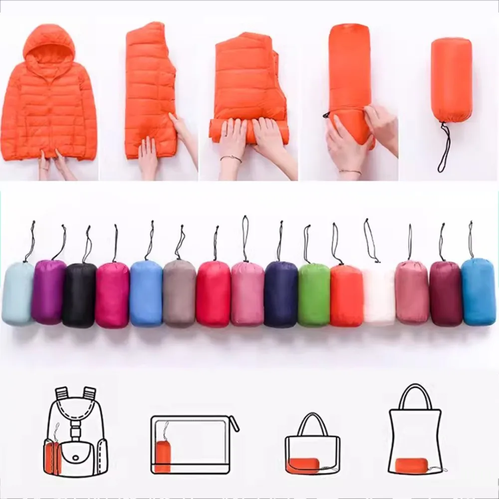 Plus Size Thin Light Down Jacket Women 2023 Autumn Winter Slim Short Hooded Warm White Duck Down Coat Women Outerwear Streetwear