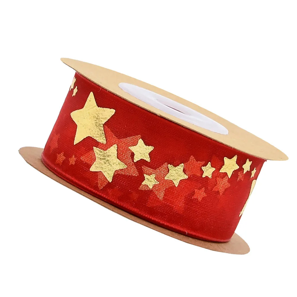 

1 Roll Christmas Ribbon 2.5Cm Wide Decorative Fabric For Gift Wrapping Xmas Decoration Band Reusable Festival Ribbon Diy Craft