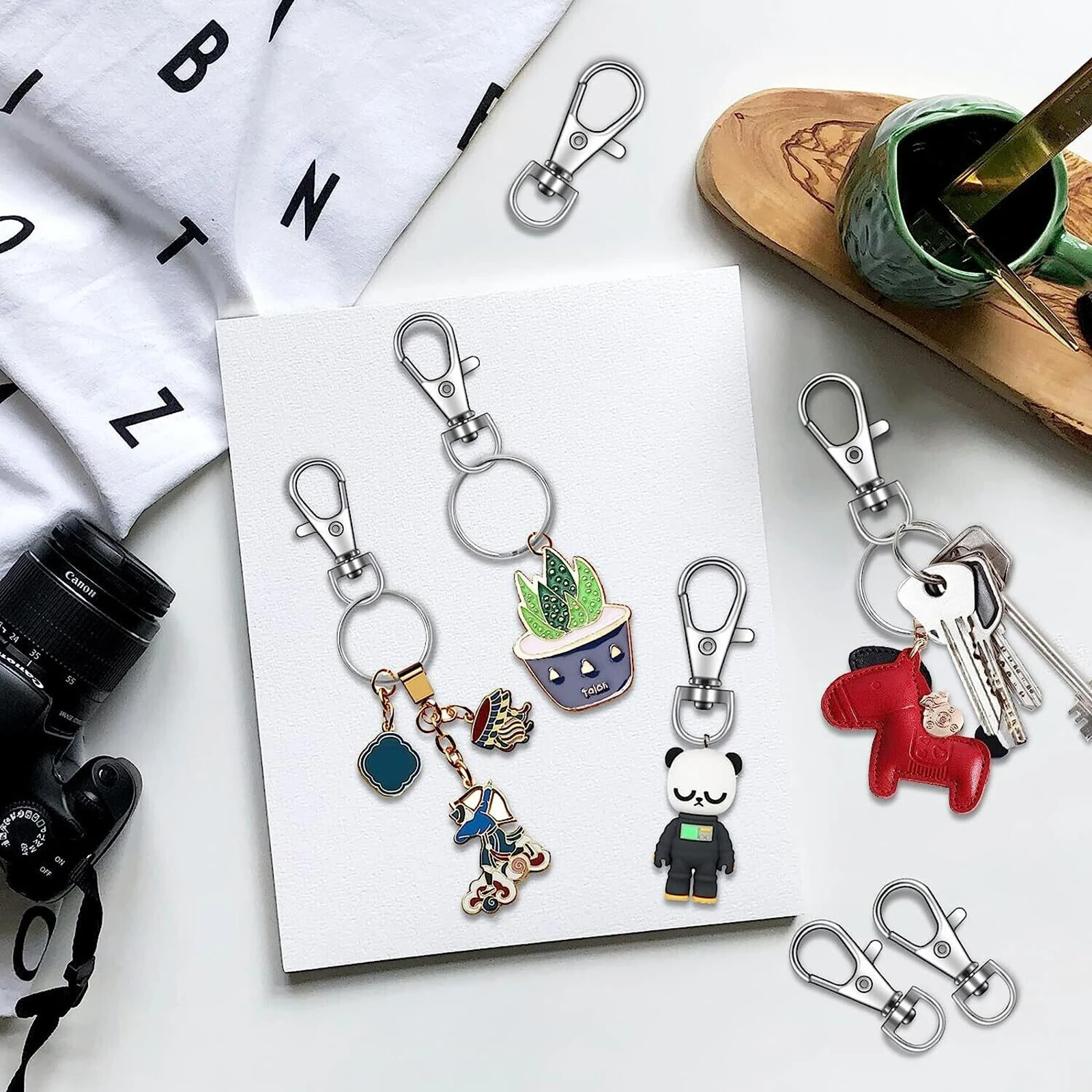 Metal Swivel Lanyard Snap Hooks, Split Key Rings, Chain Gancho, Chaveiro Making, DIY, 100Pcs