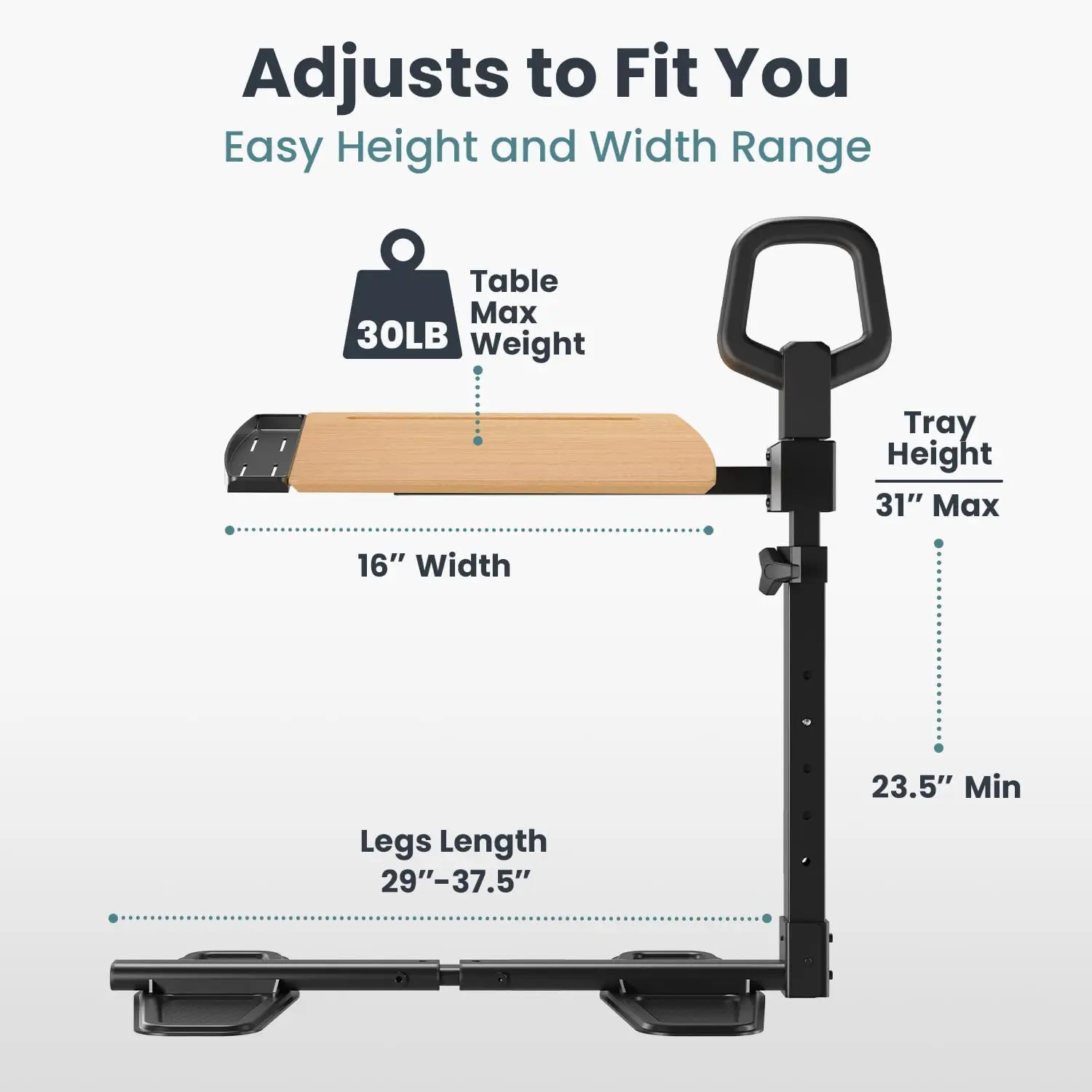 360° Swivel Recliner Tray Table, Adjustable Height Oversized Serving TV Tray for Couch & Chair, Multipurpose Laptop & Dining Table with Ergonomic Stand Assist Safety Handle for Seniors and Elderly