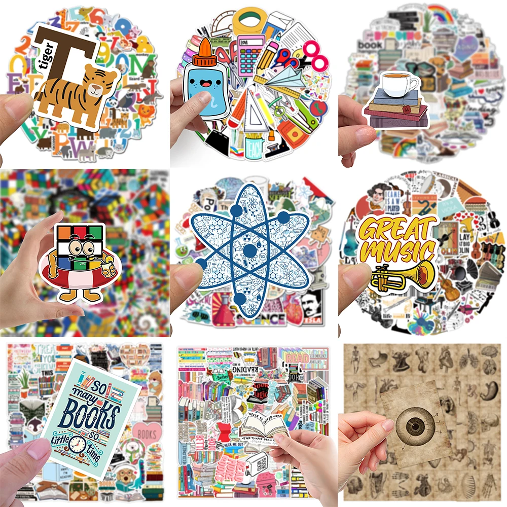 Cartoon Study Stickers Series, Leitura Criativa, Cubo de Rubik, Graffiti, Skate, iPad, Capacete, Decoração de Guitarra, Atacado, 10 pcs, 30 pcs, 50pcs