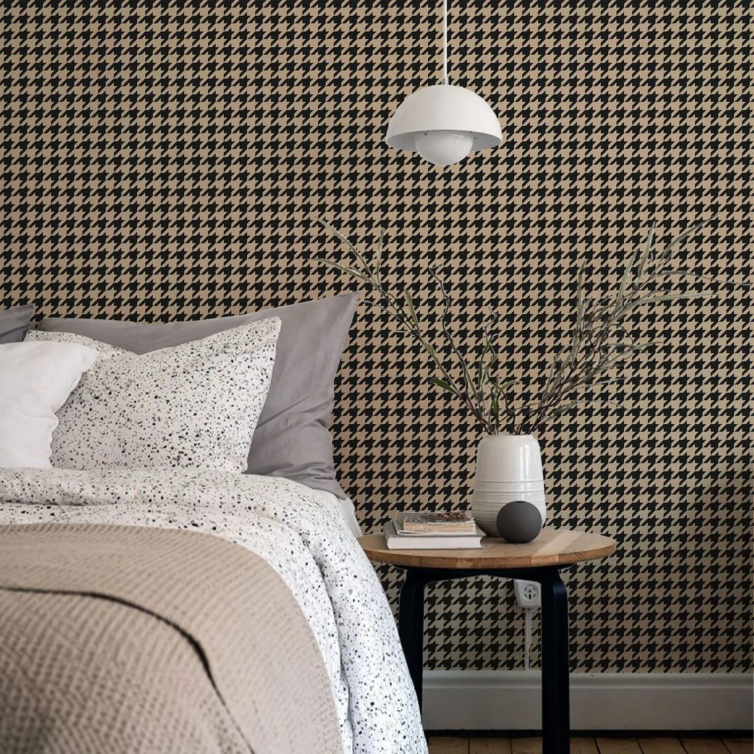 2022 new Fashion Houndstooth plaid wallpaper Self-adhesive modern minimalist Korean ins bedroom living room wallpaper 40x250cm