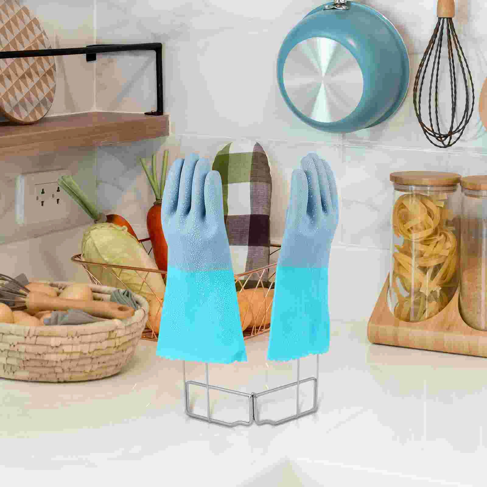 Glove Drying Rack Dish Gloves Holder Sink Collapsible Stand Mitten Dryer Hanger Kitchen Bracket