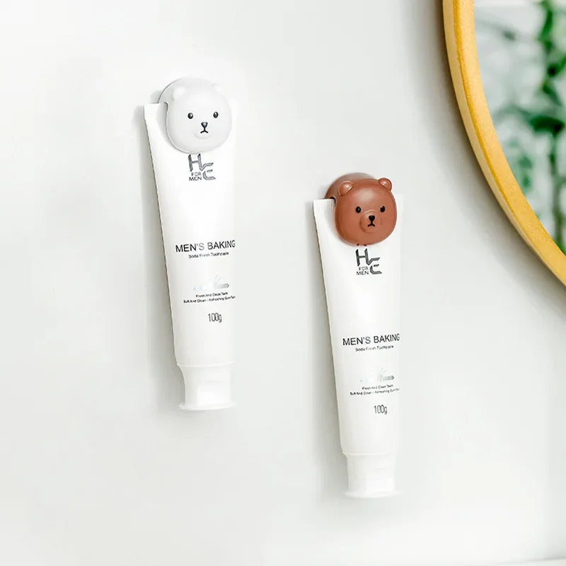 Cartoon Bear Toothpaste Clip Wall-mounted Facial Mask Facial Cleanser Storage Rack  Bathroom Towel Clip Toothpaste Holder