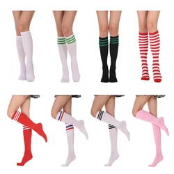 New Women's Knee High Socks Streewear Harajuku Cheerleaders Black White Three-Line Striped Letter Fashion Dress Sock