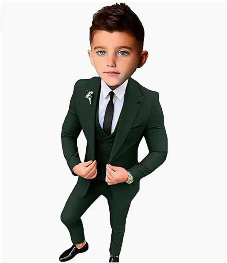 Boys Suit Wedding Tuxedo 3 Piece Royal Blue Jacket Pants Vest Child Formal Blazer Set Slim Fit Outfit costume garcon mariage