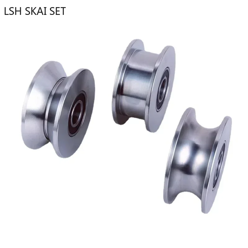 1pc Stainless Steel Track Pulley Customized Bearing Wheel V/U/H Type Wire Rope Lifting Pulleys Sliding Door Wheels Rollers