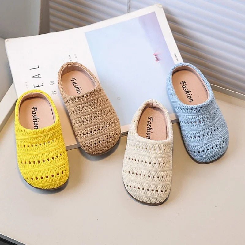 

Children's Solid Color Slippers Summer New Kids Fashion Shoes Outdoor Versatile Shoes Soft Bottom Girls Simple Flat Slippers