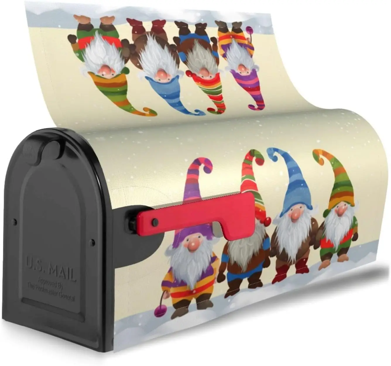 Christmas Snow Mailbox Cover Cute Gnomes Mailbox Covers Magnetic Mail Wraps Post Garden Decorations 21x18 Inch