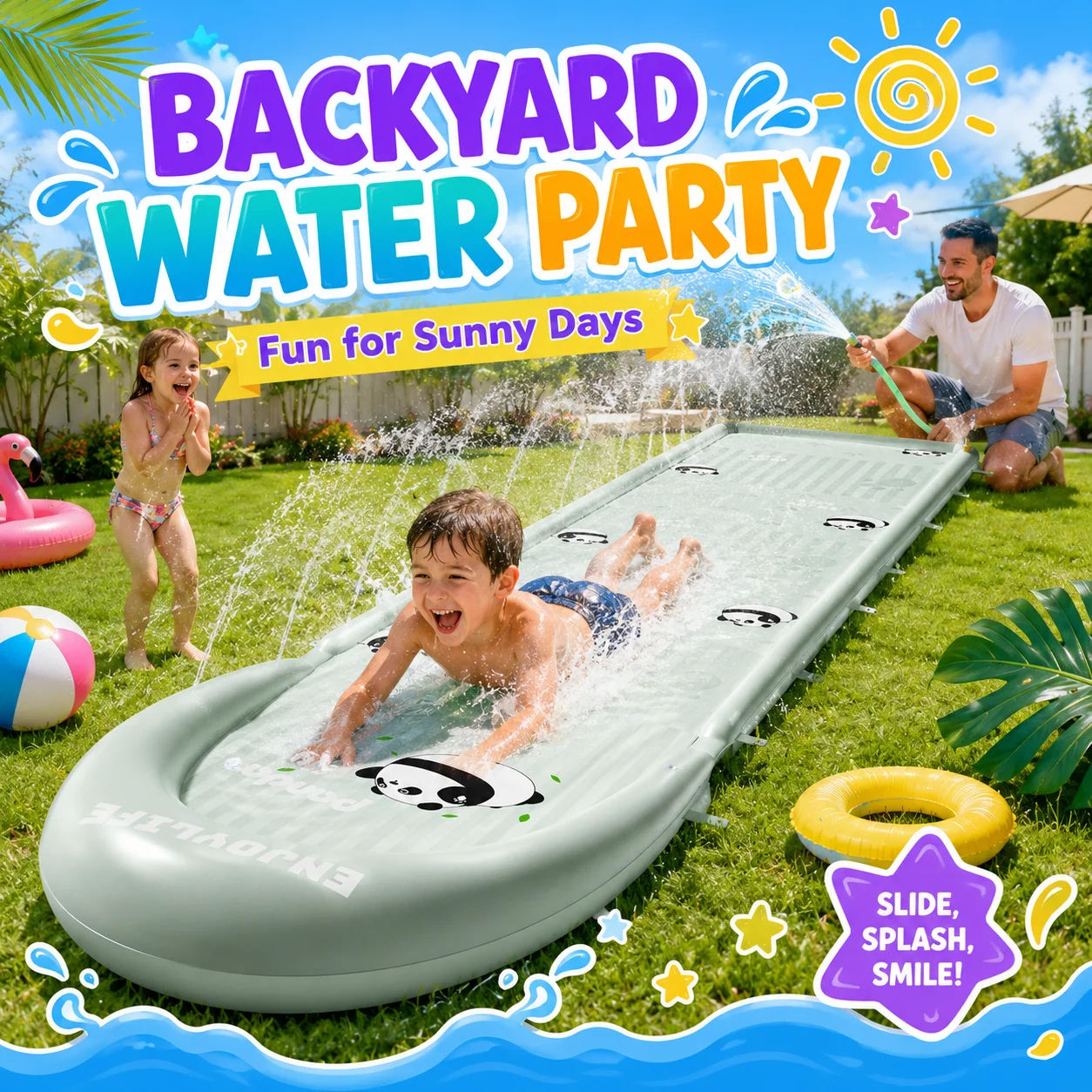1PC Inflatable Water Slide Mat - Slip Slide Water Mat ulasan dan harga