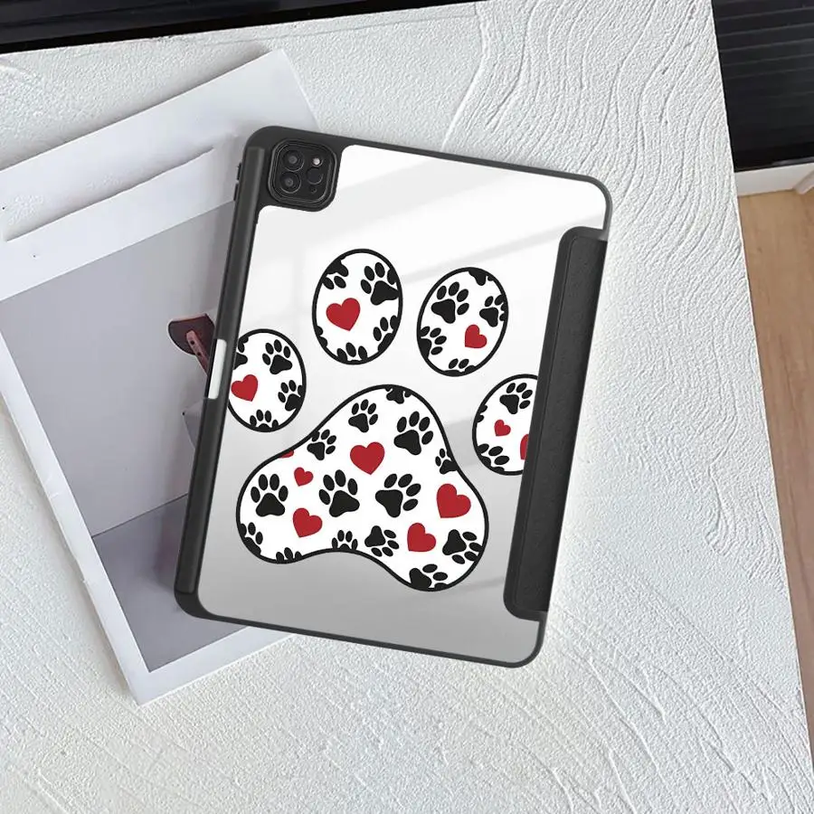 Heart Paw Print Holder Cover Tablet Case For iPad Air 4 5 M3 M2 M4 11inch Pro 11 10 9 8 7 th 12.9inch Pro 2025 Mini 6 7
