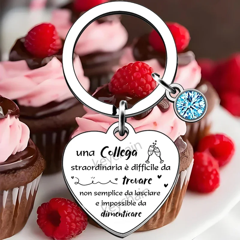Italian heart Colleague Retirement Gifts Keychain Thank You Gift for Boss Coworker Leaving Thanksgiving Gifts