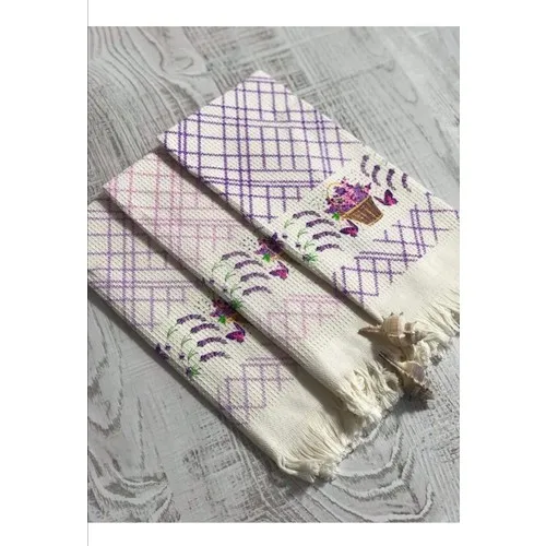 TOP Home Lavender Printed Fringed Drying Cloth