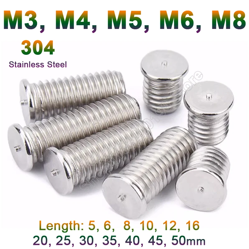 5-10pcs Spot Welding Screw M3 M4 M5 M6 M8 304 Stainless Steel Solder Point Bolt Weld Stud For Capacitor Discharge Spot Nails