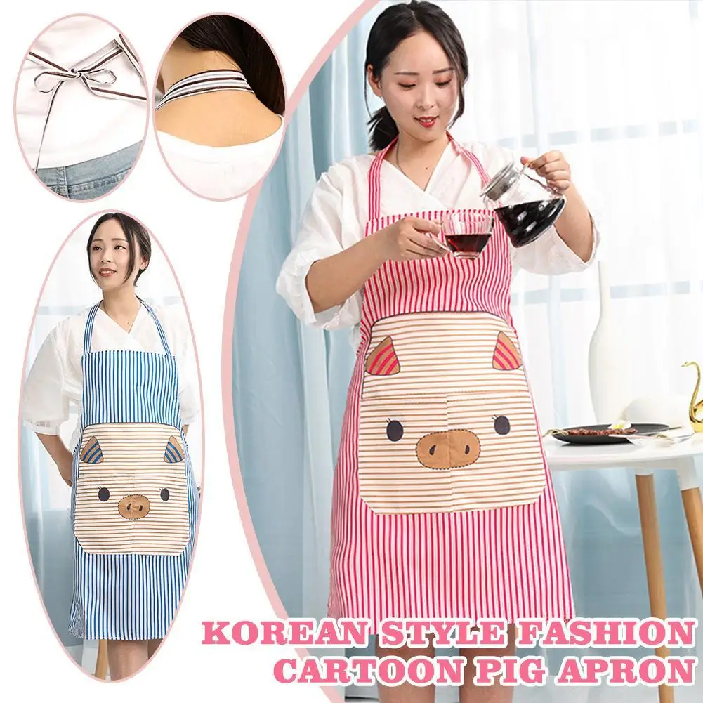 

Aprons Pig Pattern Kitchen Apron with Soft Strap Polyester Easy to Clean Cooking Bib for Baking Household Cleaning Tools