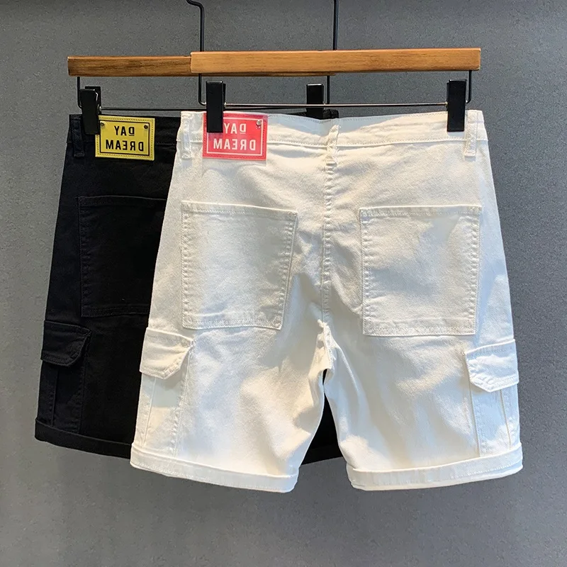 

Casual Loose Straight Leg Men's orts Summer Faion Brand Multi-ket White Denim Five-Point Workwear orts Youth ular