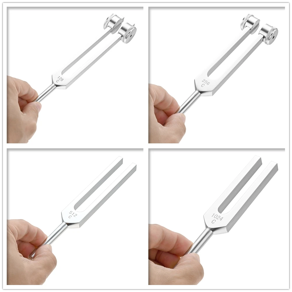 4 sztuk/zestaw widełki 128 Hz 256 Hz 512 Hz 1024 Hz z młotkiem narzędzie do terapii dźwiękiem DNH uzdrawianie medytacja instrumenty relaksacyjne