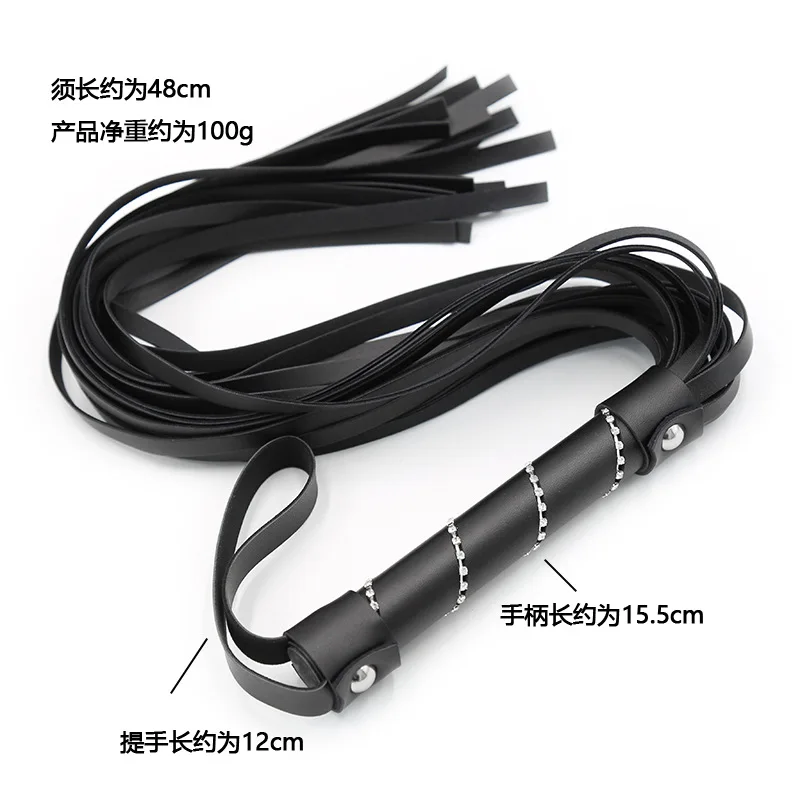 63.5cm Diamond Inlaid Handle Leather Tassels Long Horse Whip Riding Crop Flogger Paddle Slapper Horse Training Dressage Whips