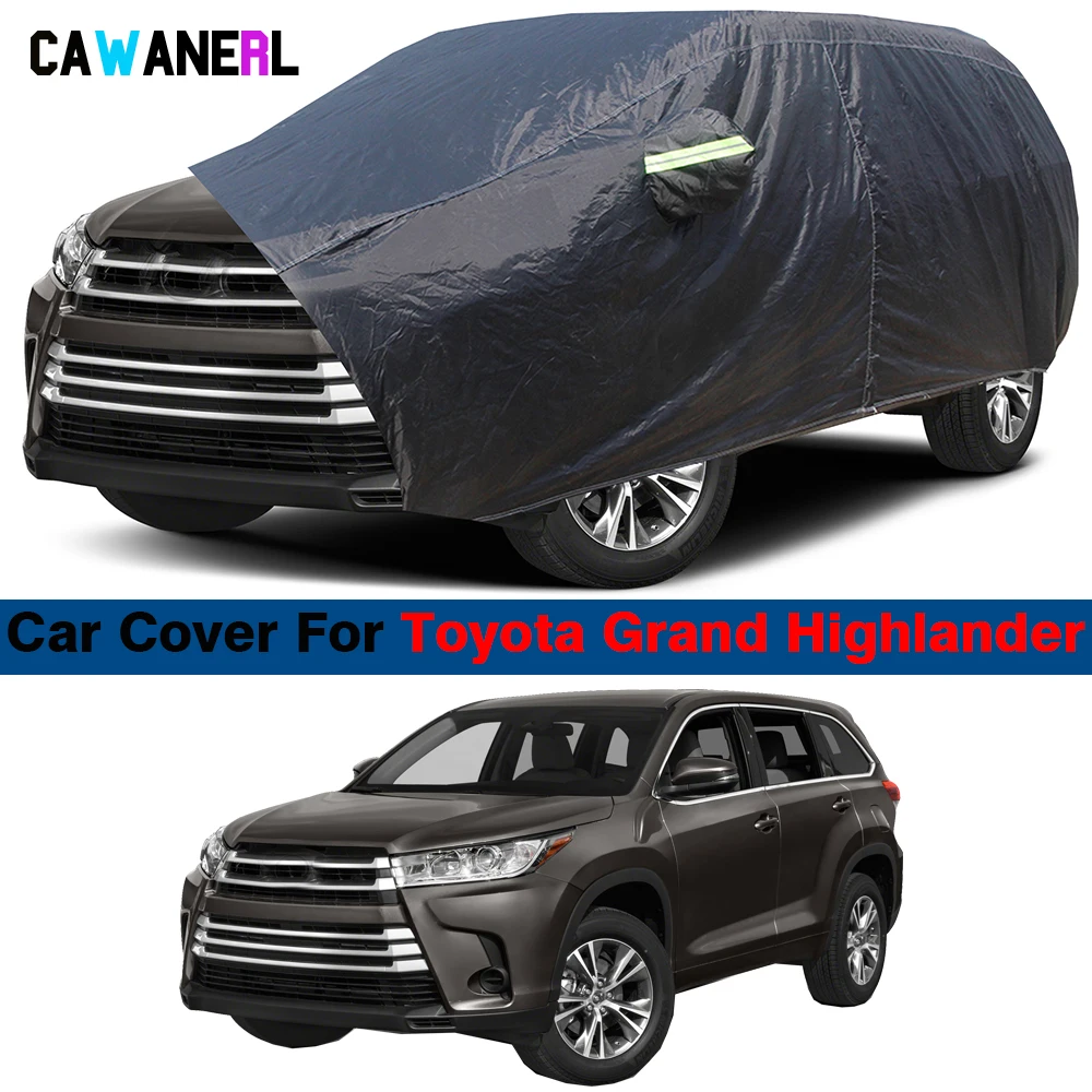 Black Waterproof Car Cover Outdoor Anti-UV Sun Shade Snow Rain Protection SUV Cover For Toyota Grand Highlander 2022-2025