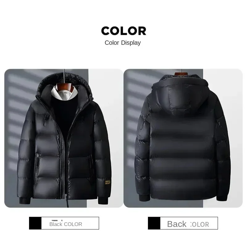 Black gold goose down jacket men's winter hooded new style cold-proof super thick clothing thickened coat