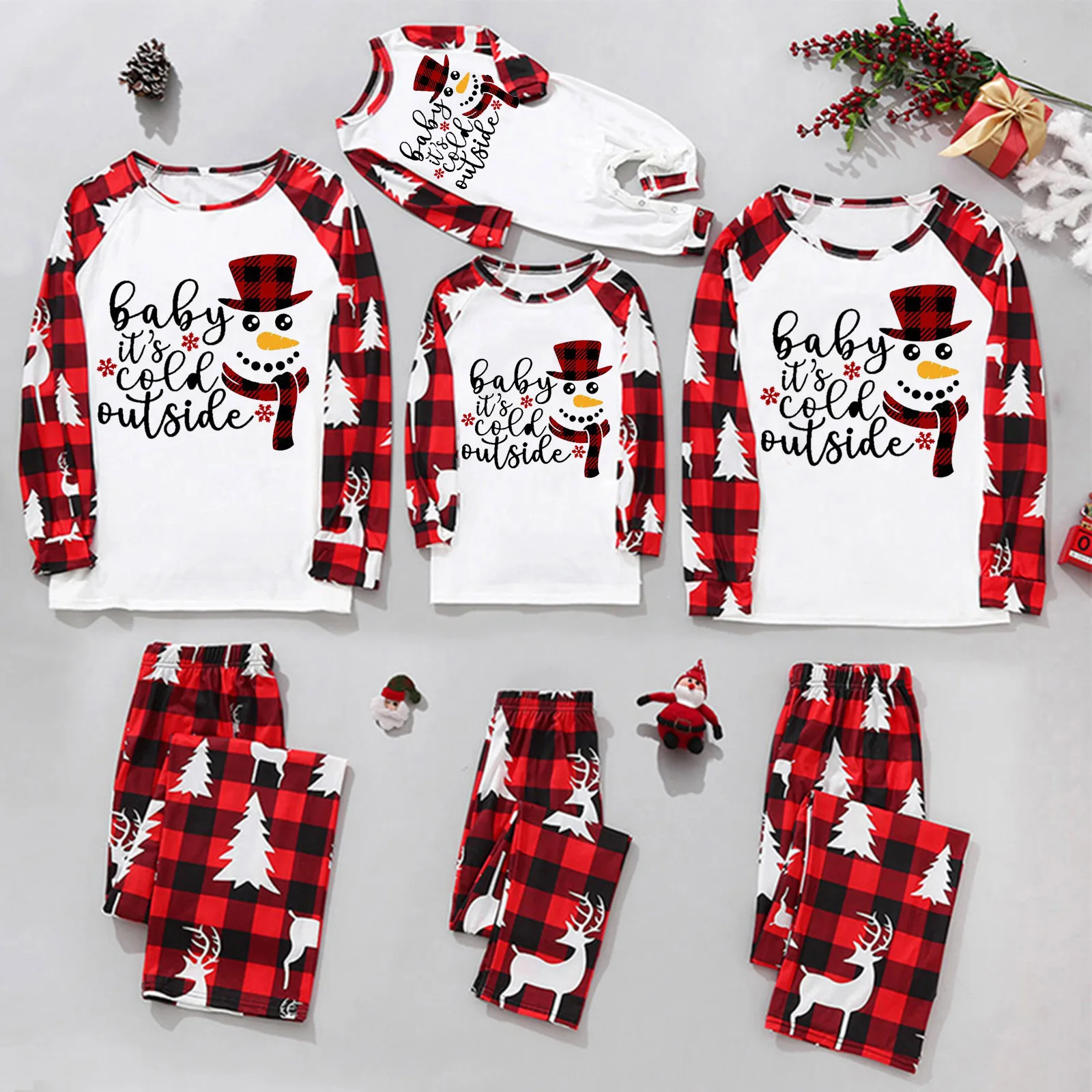 New Christmas Pajamas Family 2023 Xmas Print Red And White With Cozy Comfortable Family Matching Outfits Baby Clothes Home Set