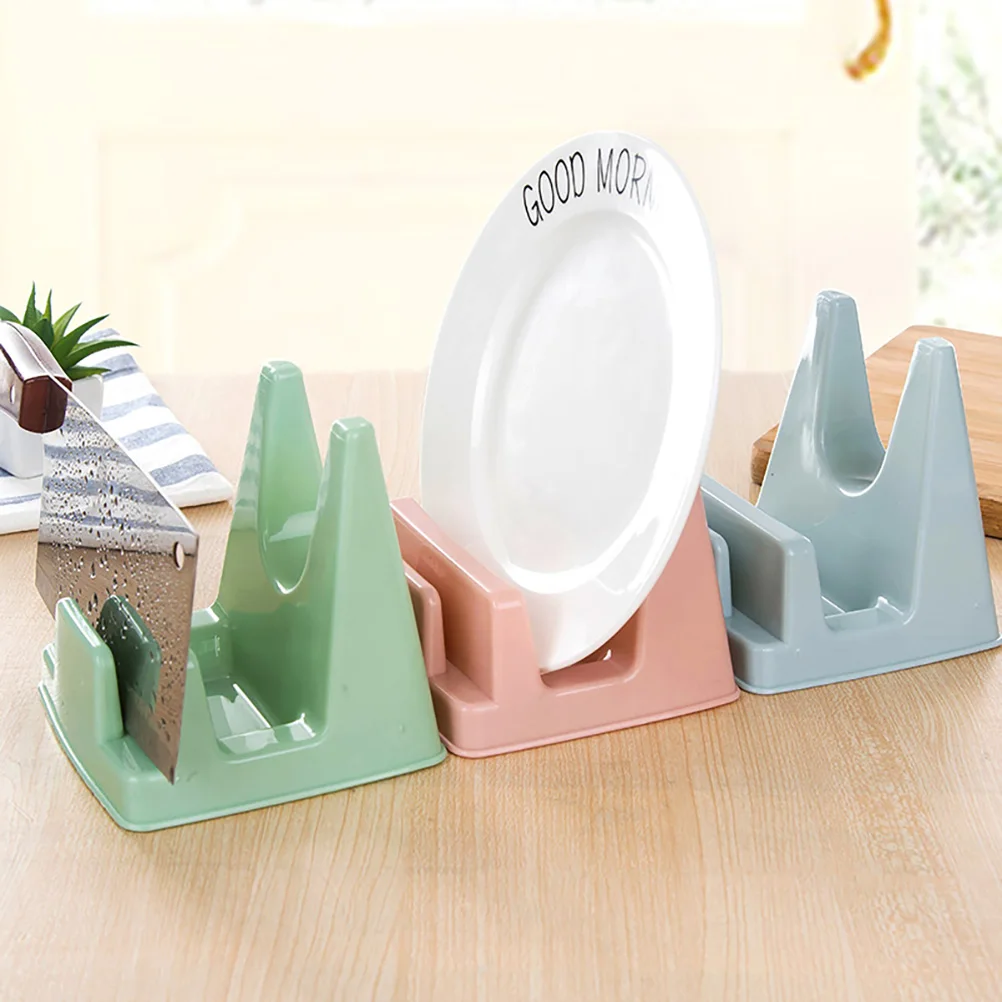 

2pcs Plastic Cover Holder Rack Kitchen Lid Shelf Storage Stand Multifunctional Cutting Board Knife Organizer Drying Base