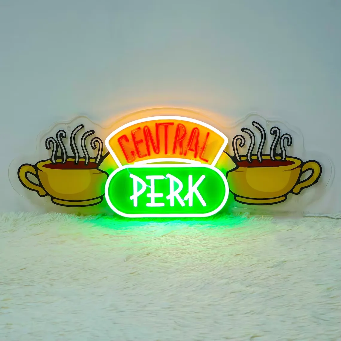 Central Perk Neon Sign UV Painted LED Neon Light Sign Gift for Friends USB Dimmable for Coffee Bar Bedroom Home Store Decor