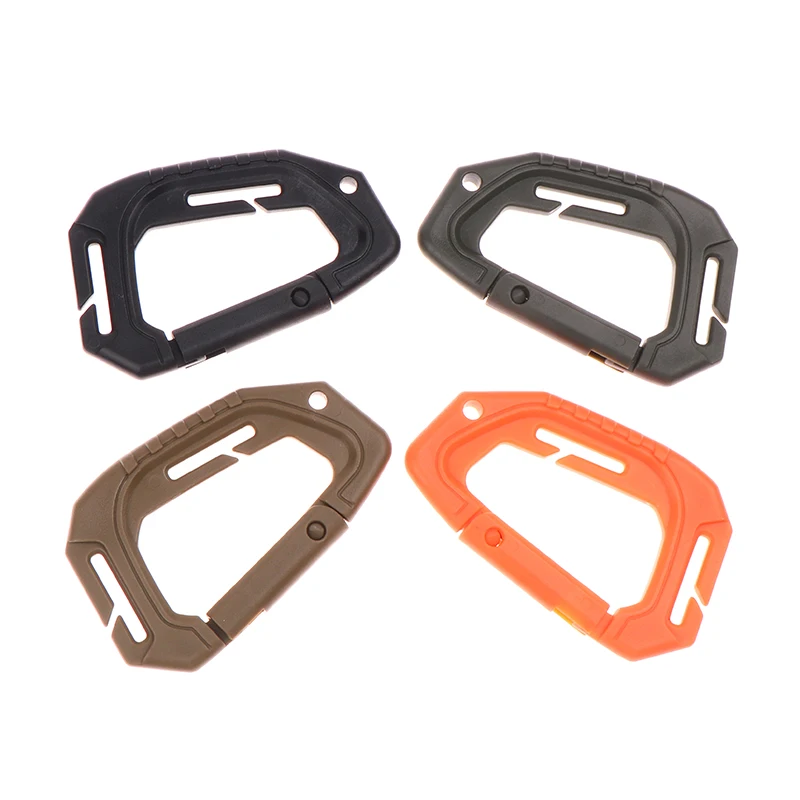 1Pc Plastic D-Ring Grimlock Multipurpose Locking Carabiner Clips Hanging Hook Backpack Buckle Attach Snap Lock Camp Keychain