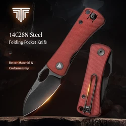 TRIVISA Pocket Small Knife with Clip，2.04“14C28N Steel Blade，Folding Mini Knife for Men，G10 Handle for Women EDC Camping Tools
