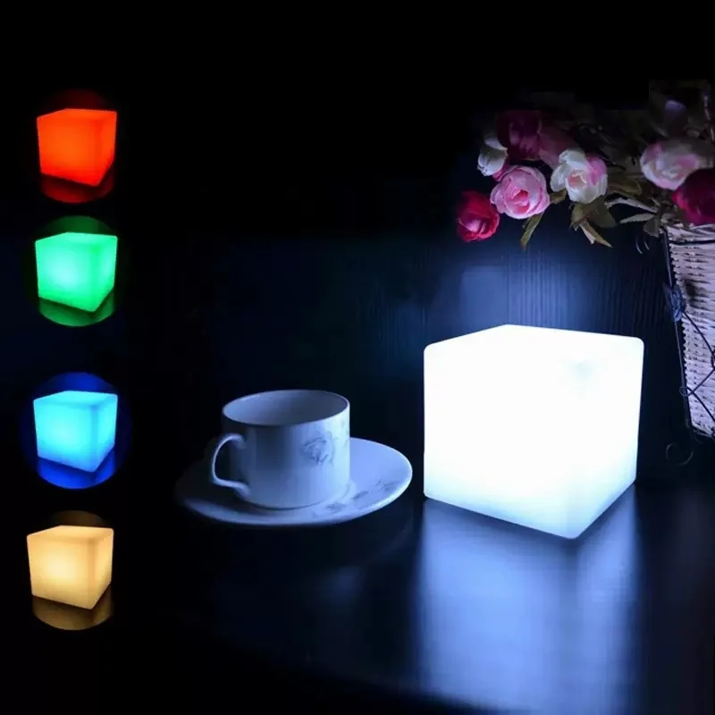 

Dimmable LED cube Night Light Dimming Tesseract Mood lamp Remote controlled Rechargeable Waterproof Home table kid bedside Decor