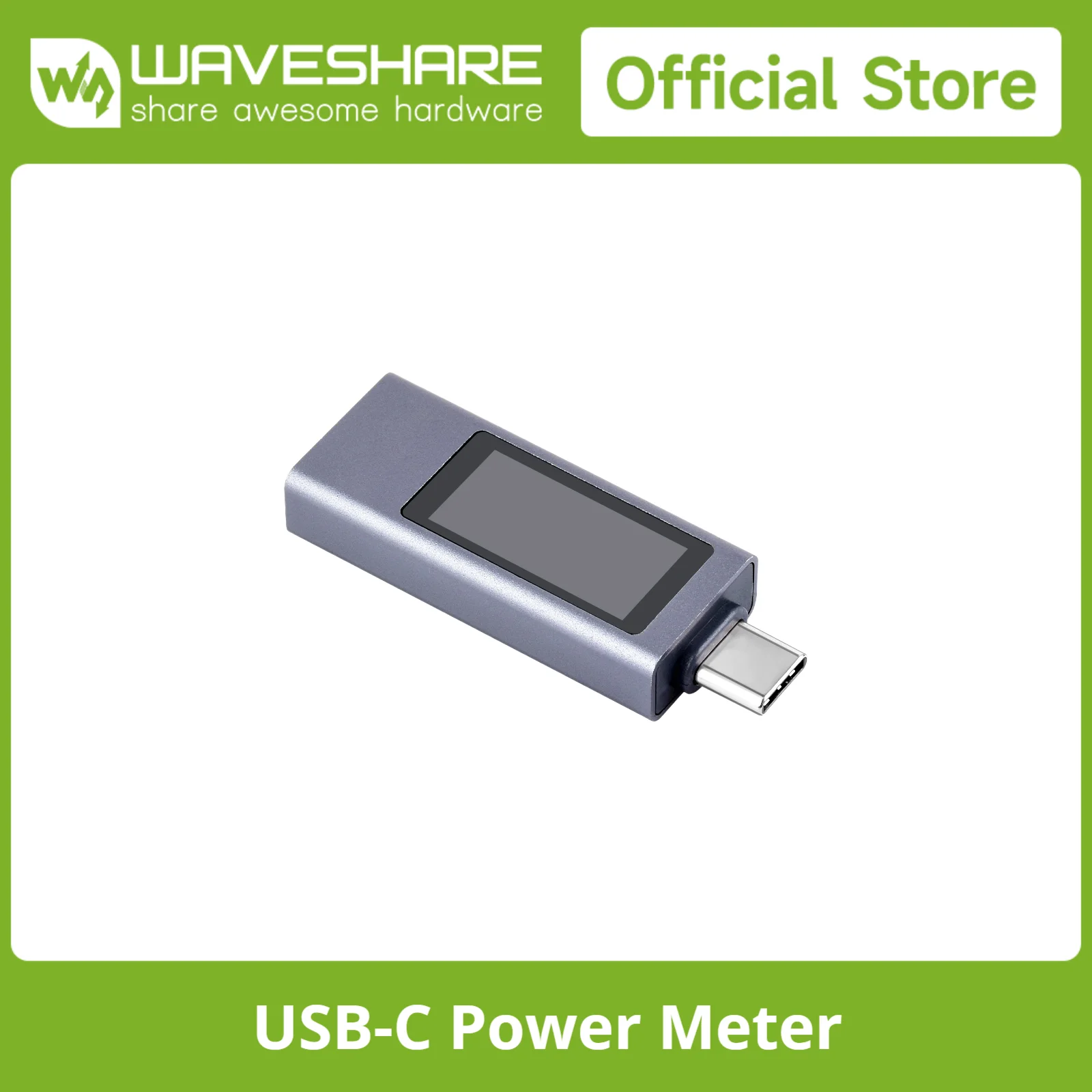 Waveshare 0.96inch USB-C Power Meter, Onboard Type-C ports, Supports Power-off Data Storage And Real-time Status Monitoring