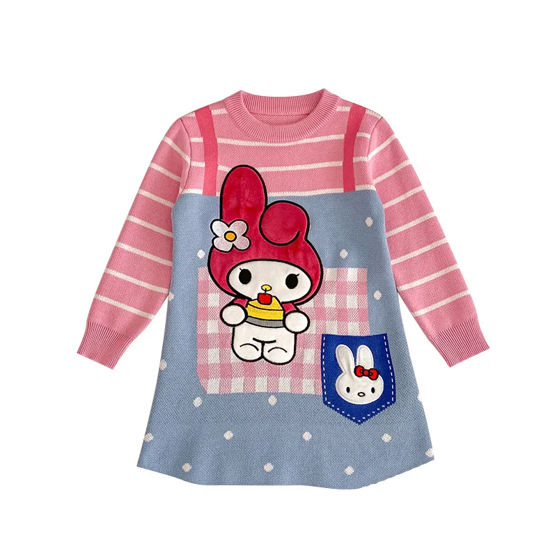 

Рождественский свитер Melody для девочек, весенне-осеннее платье, детская рубашка, детское платье с кроликом, комплект детской одежды для девочек